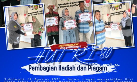 Semarak HUT RI ke-80, Kelurahan Sidodamai Serahkan Sertifikat dan Hadiah Lomba Kampung Bersih & Kampung Meriah
